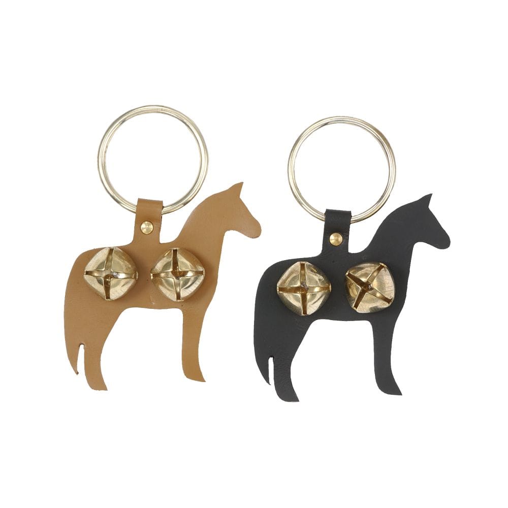 Leather Horse Door Knocker with Brass Bells
