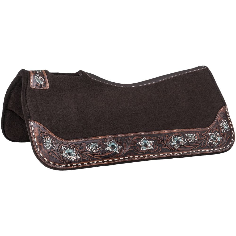 Tough1 Floral Tooled Contour Felt Saddle Pad