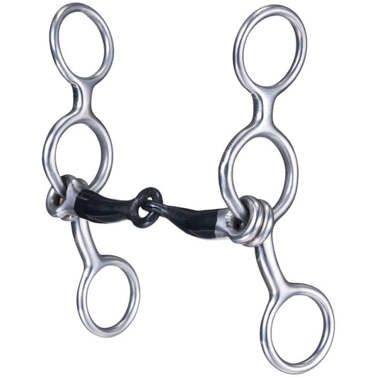 4" Miniature Stainless Steel Jr Cow Snaffle Bit with Sweet Iron Mouth