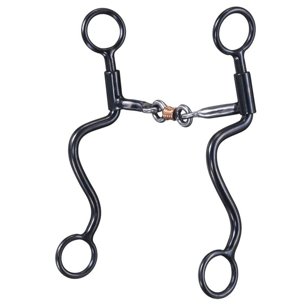 Black Steel S Shank 3 Piece with Sweet Iron Snaffle