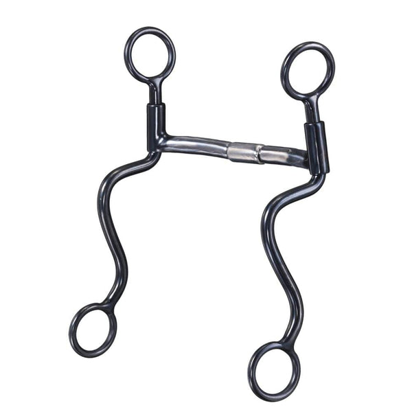 Black Steel S Shank Sweet Iron Mullen Roller Snaffle