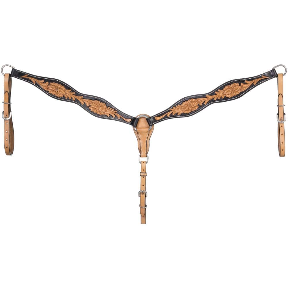 Flared Two Tone Floral Cowhide Breastcollar