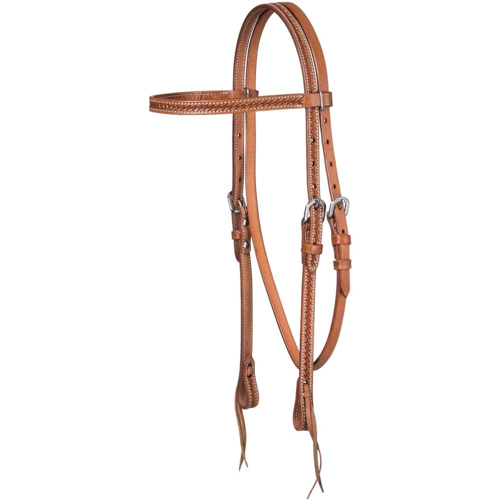 Browband Headstall with Basket Tooling and Tie Ends