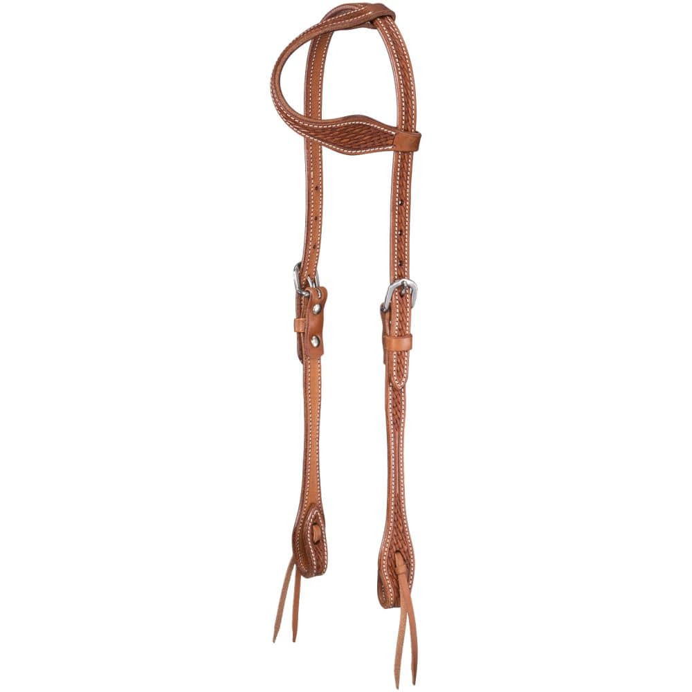 Basket Stamped Premium Cowhide Tapered One Ear Headstall