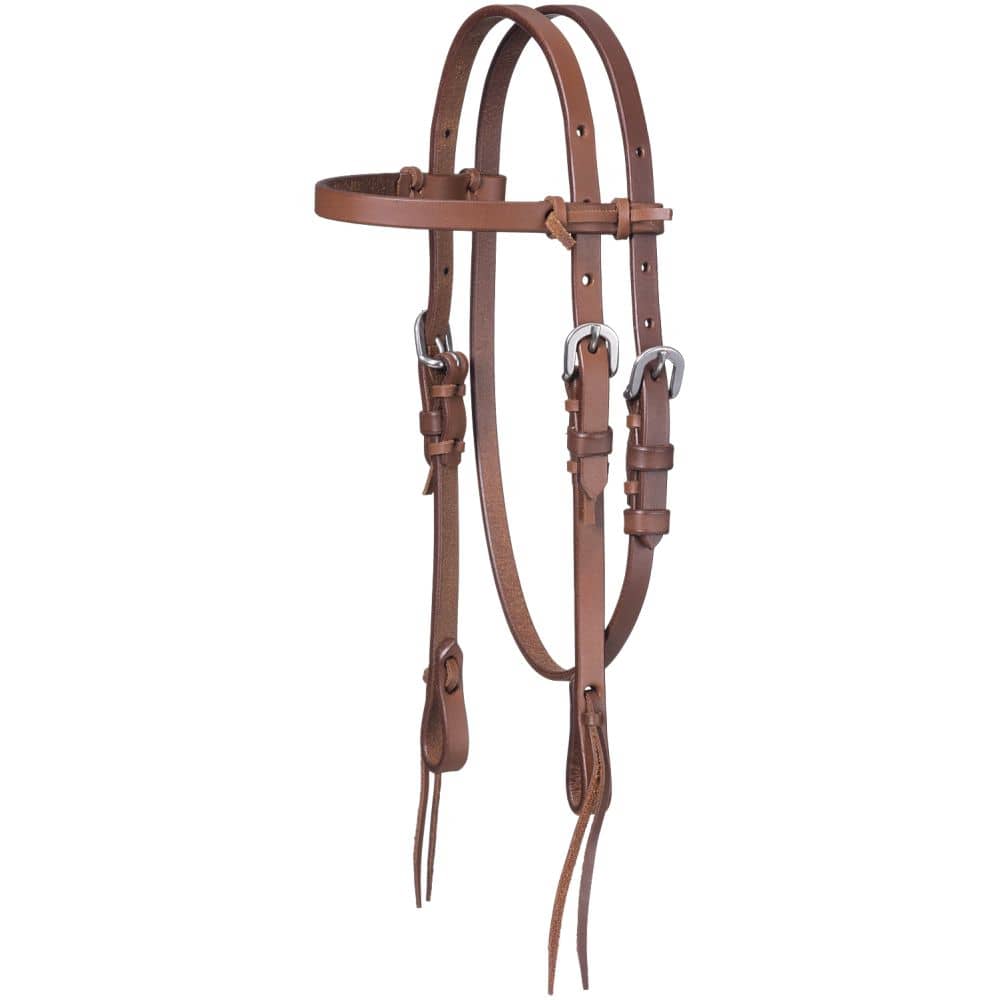 Miniature Harness Leather Browband Headstall with Tie Ends