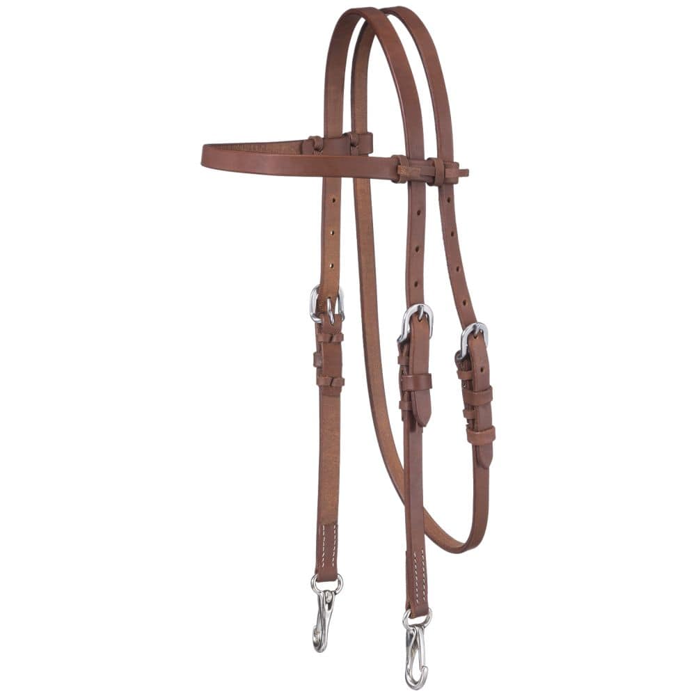 Harness Leather Browband Headstall w/Snap Ends