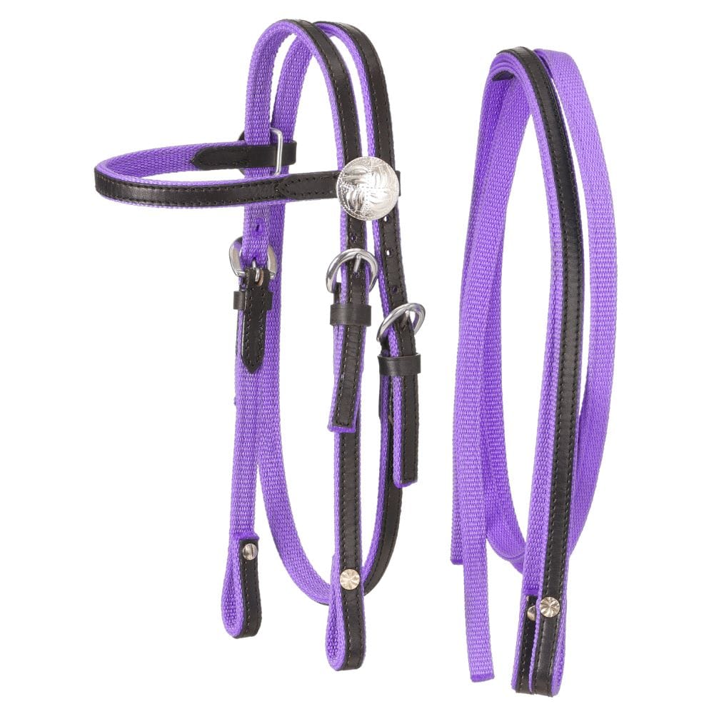 King Series® Nylon Mini Browband Bridle with Leather Overlay