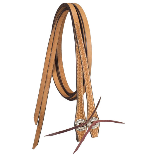 Tough1® 8' Basket Tooled Split Reins with Silver Conchos