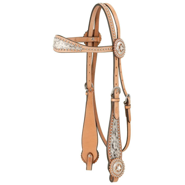 Browband Headstall W/Spotted Hair Overlay