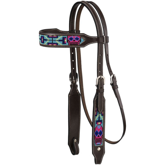 Beaded Sugar Skull Brow Headstall