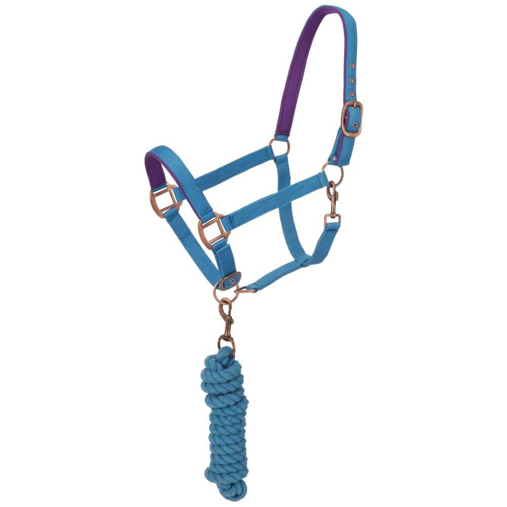 Tough1® Padded Horse Halter with Antique Hardware and Lead Rope