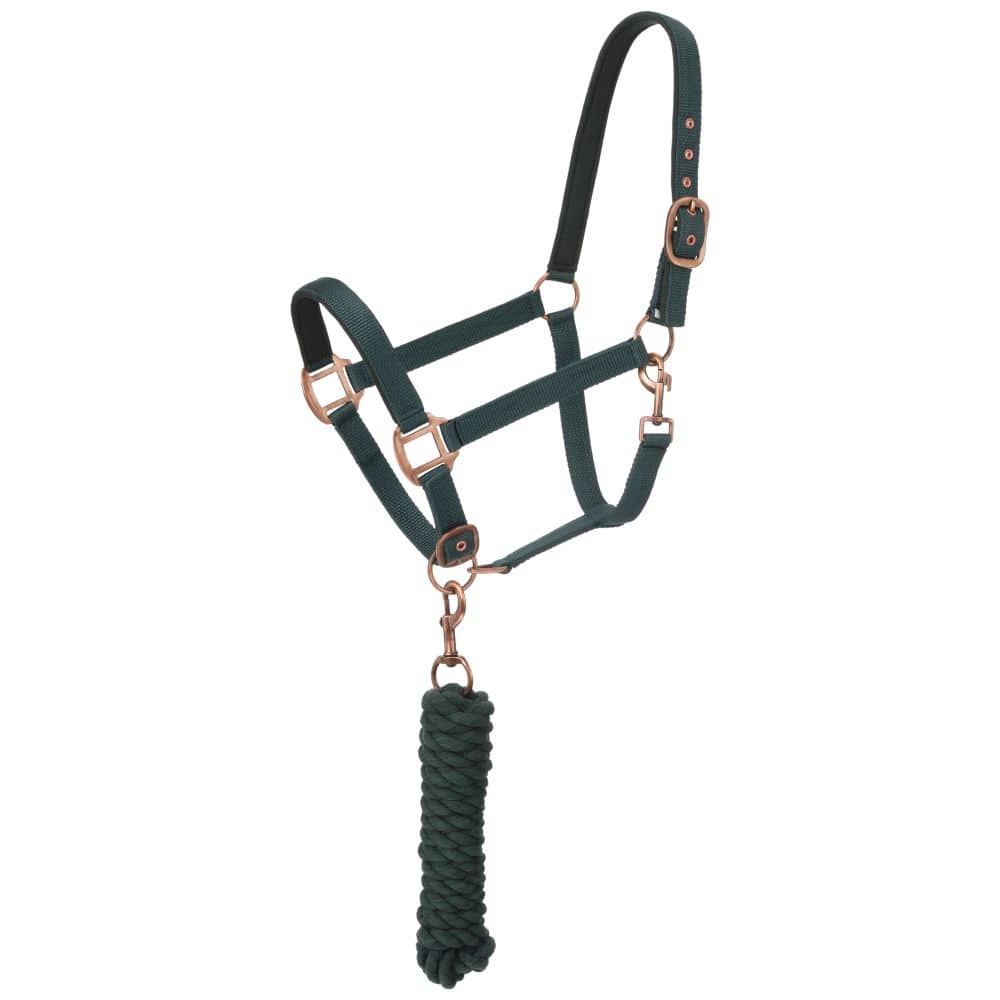 Tough1® Padded Horse Halter with Antique Hardware and Lead Rope