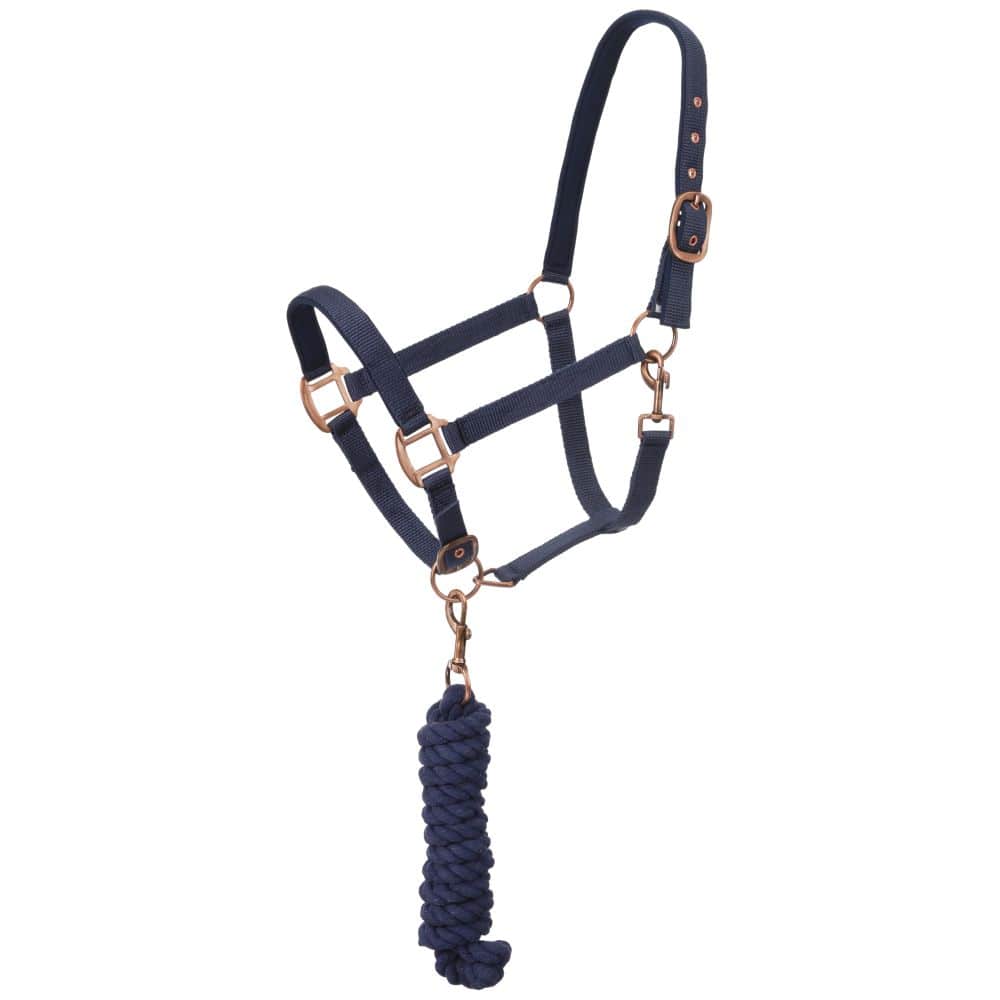 Tough1® Padded Horse Halter with Antique Hardware and Lead Rope