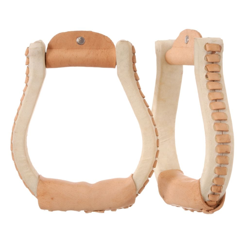 Tough1® Laced Rawhide Oxbow Stirrups