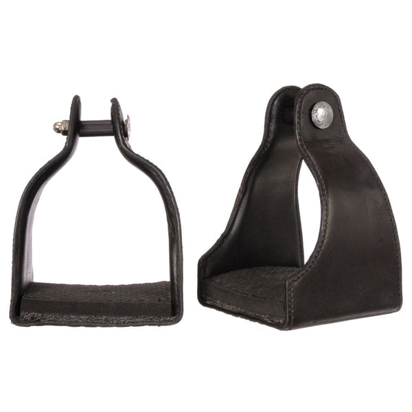 Tough1® Leather Covered Endurance Stirrups - Narrow Neck