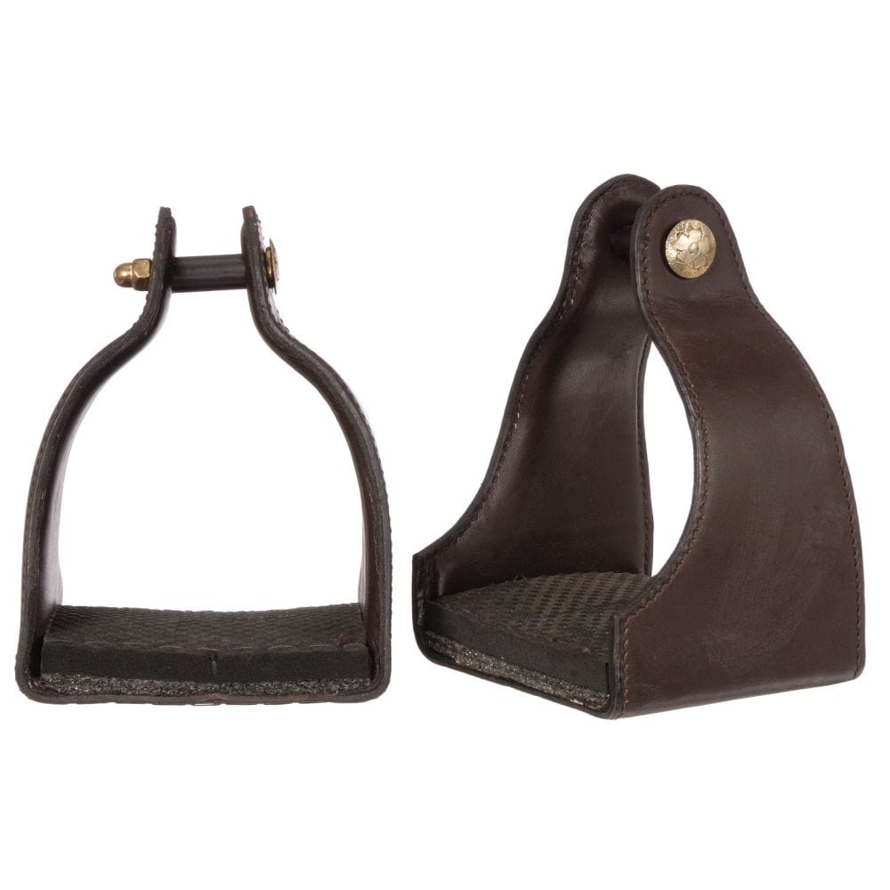 Tough1® Leather Covered Endurance Stirrups - Narrow Neck