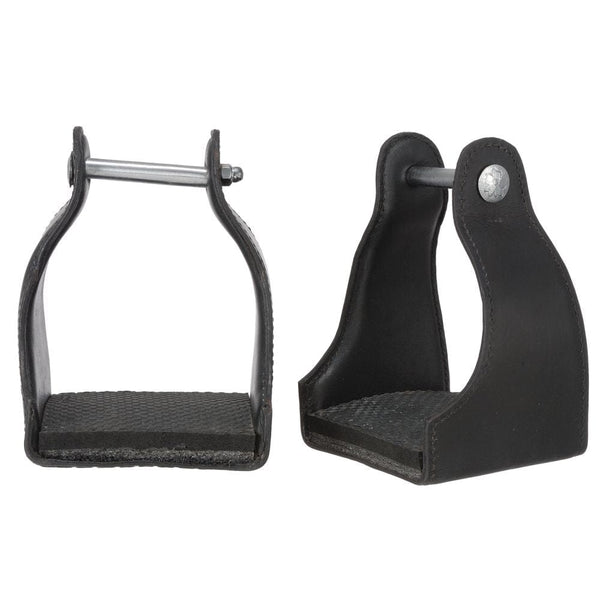 Tough1® Leather Covered Endurance Stirrups - Wide Neck