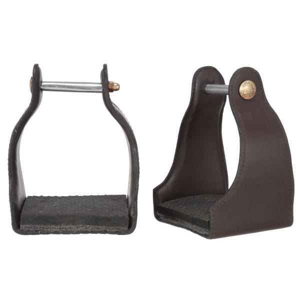 Tough1® Leather Covered Endurance Stirrups - Wide Neck