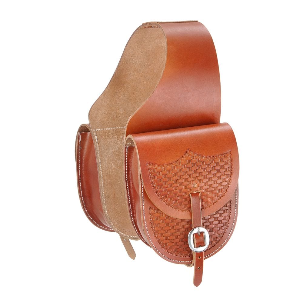 Tough-1 Leather Saddle Bag w/ Basket Stamp