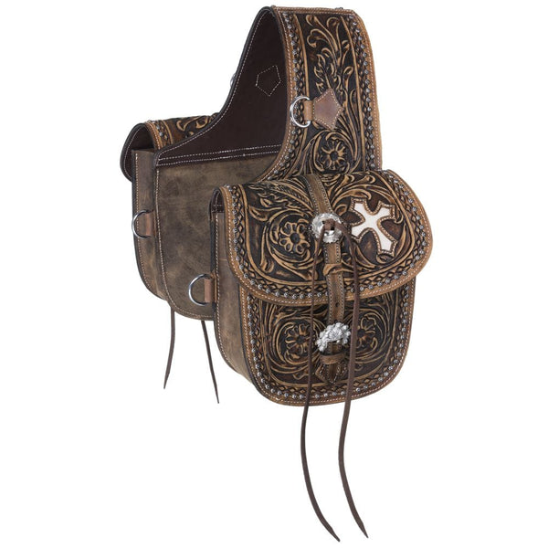 Antique Tooled Leather Saddle Bag