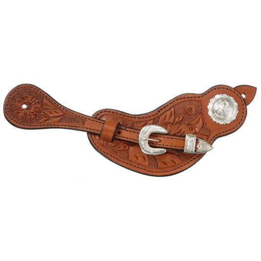 Royal King® Lined Cowhide Spur Straps with Floral Tooling