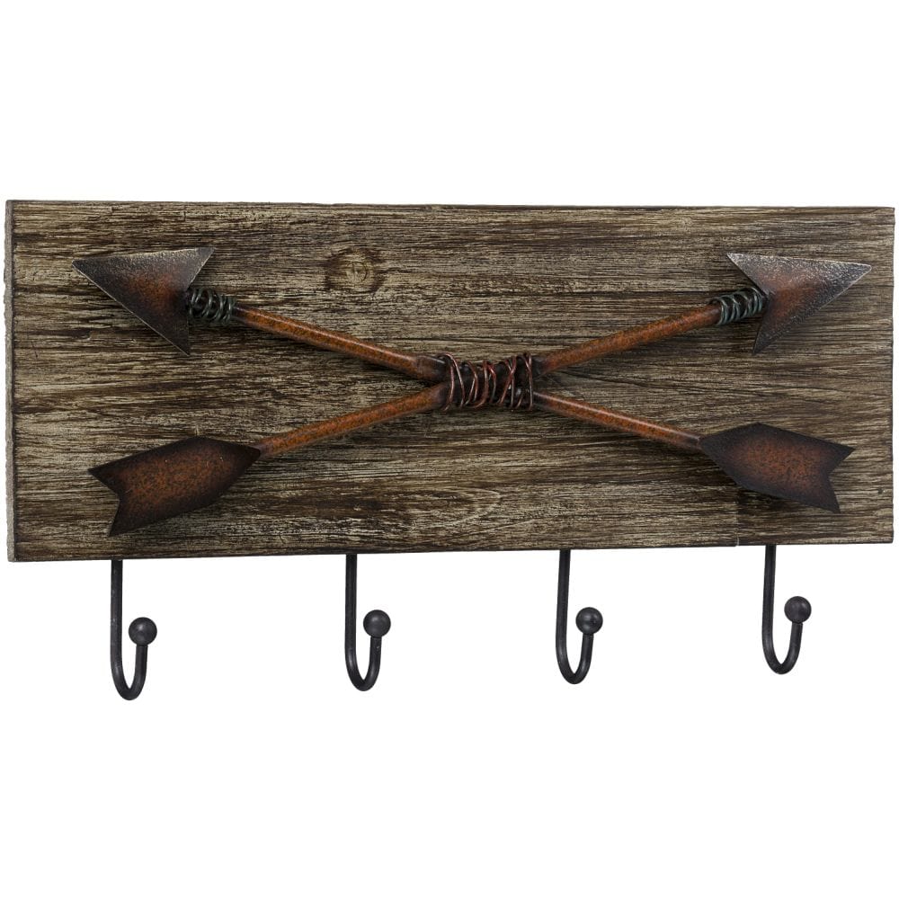 Wooden 4 Hook Rustic Arrow Rack