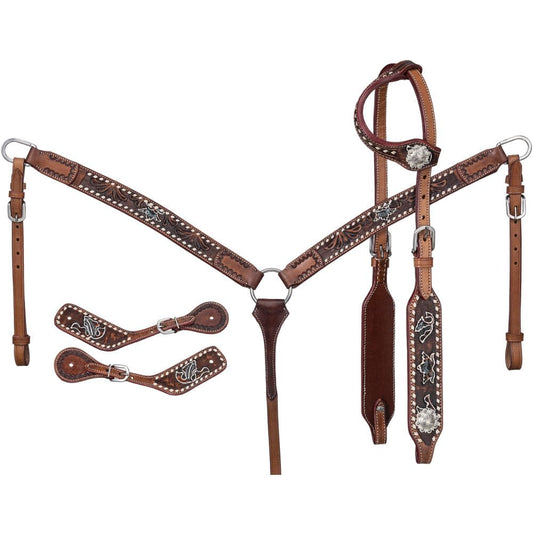 Tough1 Floral Tooled 3 Piece Tack Set